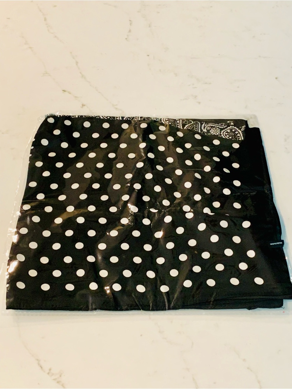 Women’s Black & White Polka Dot Paisley Print Square Scarf Bandana
